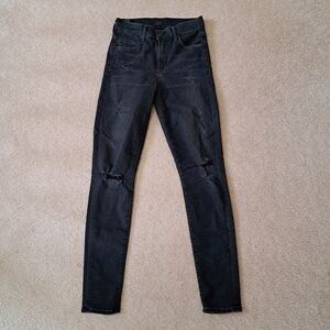 Citizens of Humanity Jeans Womens 24 Black Grey Rocket High Rise Skinny